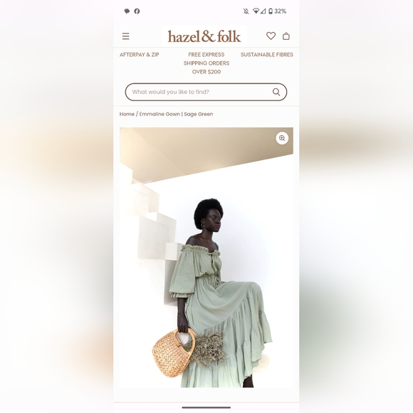 Hazel &Folk Emaline Gown Size 0/S Sage Green - Picture 2 of 7